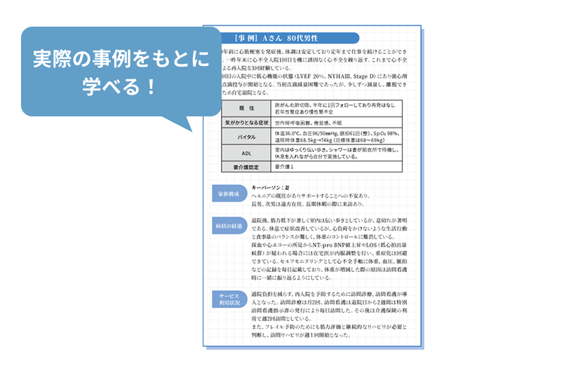 疾患別ケアが事例ベースに書かれているページ